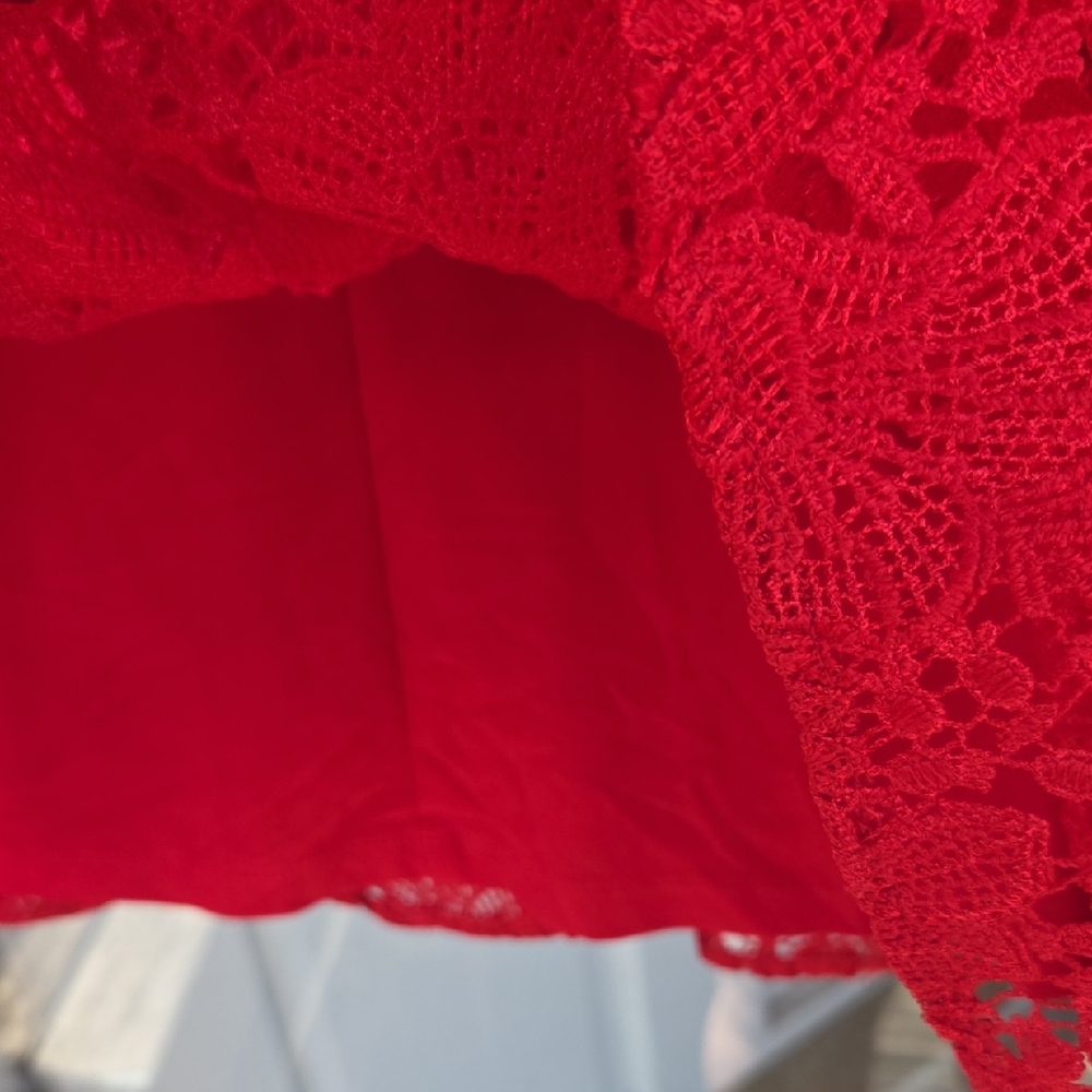 Polo by Ralph Lauren Red Lace Off-Shoulder Mini Dress Black Label - Picture 12 of 13